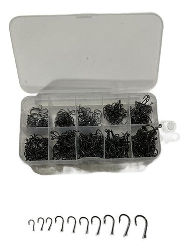 500 Anzuelos Pesca Tamaños Mixtos Acero Al Carbono - Norplat Plateado