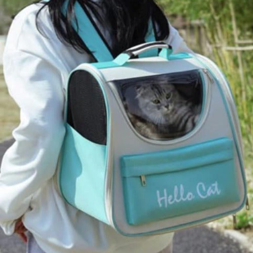 Norplat Mochila Transportador Viaje Mascota Bolso Gato Perro - Azul Claro