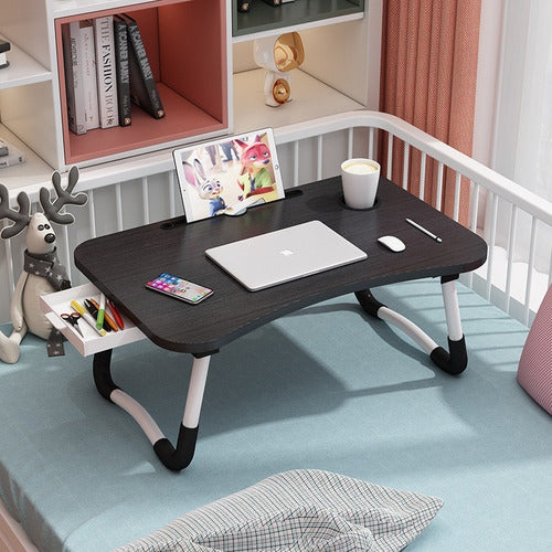 Mesa Cama  60x40x28cm Portatil Desayuno Bandeja Madera Cukin Gris Oscuro
