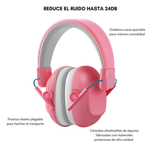 Audífonos Antiruido Niños Y Jóvenes Con Autismo Tdah Norplat Rosa