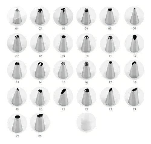 Set 26 Boquillas + Adaptador Manga Pastelera Repostería 26