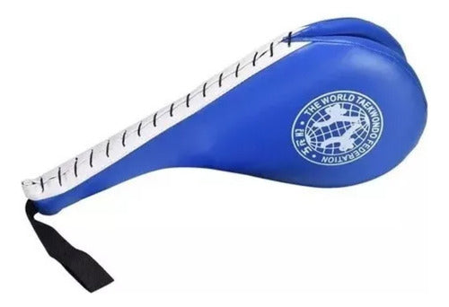Paleta Doble Para Entrenamientos Golpes Taekwondo - Norplat Azul Standard Mundo