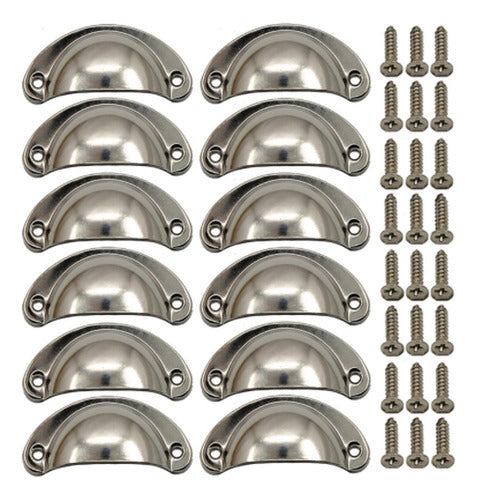 Set 12 Tiradores Para Muebles Cocina Cajón Manilla - Norplat Plateado