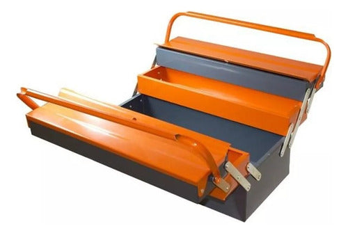 Caja Herramientas Articulada Metálica 3 Niveles - Norplat Naranja