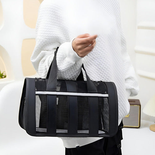Bolso Transporte Mascota Norplat - Transportador Perro Gato Negro