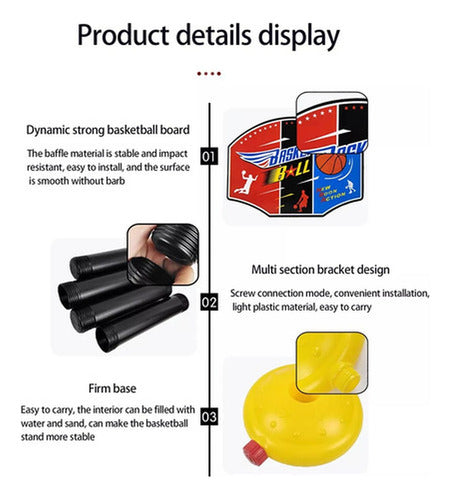 Set De Basketball Para Niños Aro Basquetbol Portátil Norplat Rojo