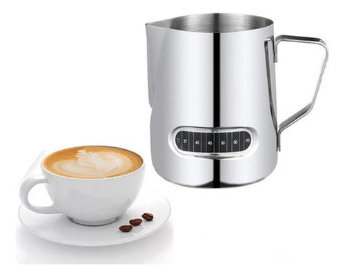 Jarro Lechero Jarra Leche Acero Espuma Texturizar - Norplat Plateado