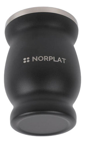 Mate Termico De Acero Inoxidable Norplat + Bombilla Cepillo Negro Mate