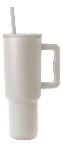 Norplat Tumbler 1180ml Vaso Térmico 40oz 1180ml Con Bombilla Gris Lisa