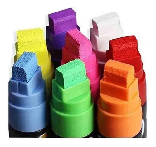 6 Plumones Tiza Liquida Pizarra Led Vidrio Fluor - Norplat Negro Multicolor