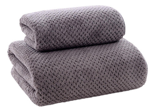 3 Toallas Baño Microfibra Alta Calidad Secado Rápido Norplat Gris Lisa