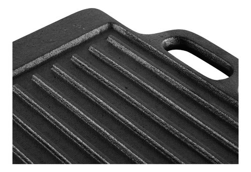 Plancha Churrasquera De Hierro Fundido 2 En 1 - 45x22x1.5cm Negro