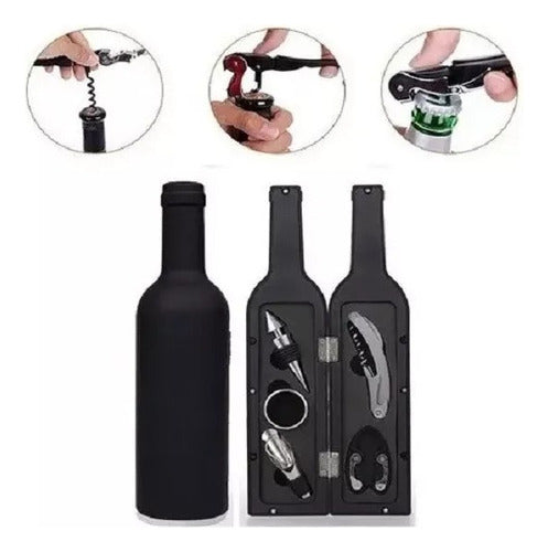 Set Descorchador Y Accessorios Para Vino En Estuche Botella