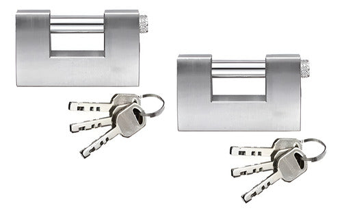 Set 2 Candados 70mm Anti Robo Anti Napoleón 3 Llaves Norplat Plateado