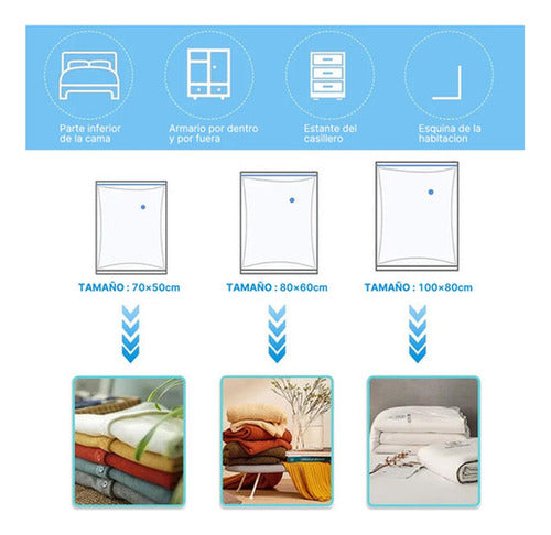 8 Bolsas Al Vacio Para Ropa Viaje Y Bomba Eléctrica Norplat Transparente