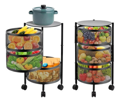 Estante Giratorio Organizador Frutero Metal 3 Pisos Norplat  Negro