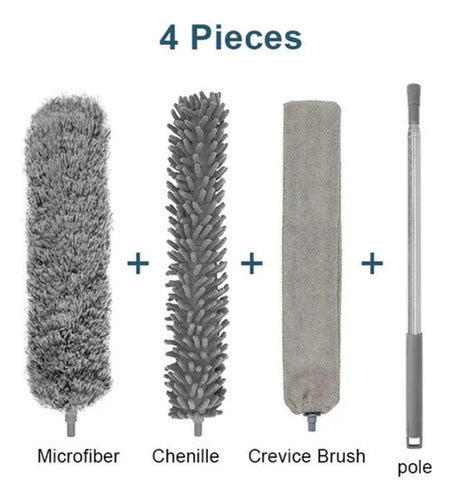 Plumero 2.5m Retractil Microfibra Limpiador Polvo - Norplat Gris