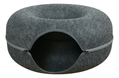 Tunel Cama Casa Gato Mascota Talle Grande - Wuf - Norplat Gris Oscuro