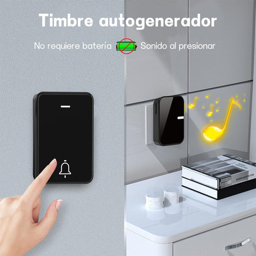 Timbre Inalambrico Exterior Portatil Autoalimentado Norplat Negro
