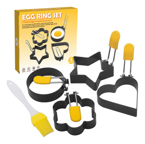 Molde Moldeador De Anillos Para Huevos Fritos, Antiadherente Negro