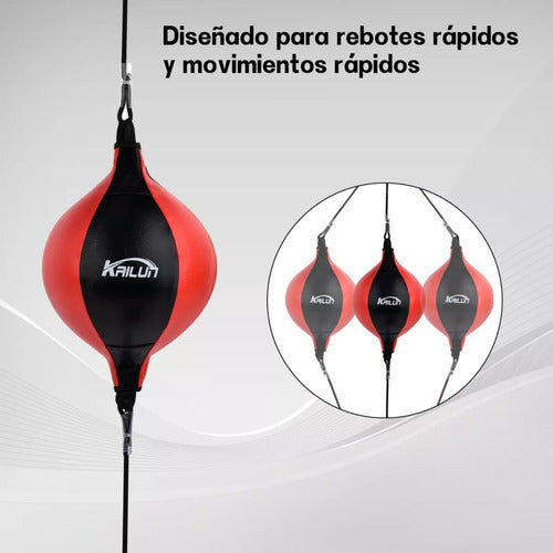 Pera Box Boxeo 2 Elásticos Punching Ball - Norplat Negro