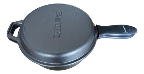 Dutch Oven Norplat Ø26cm 2 Sartenes Hierro Fundido + 2 Grip Negro Mate