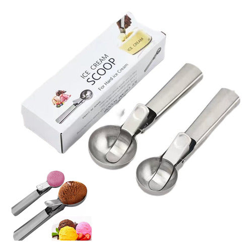2 Cuchara Para Helado Profesional Artesanal Servir - Norplat Plateado