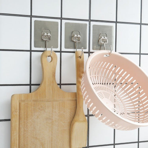 Pack 5 Unidades Gancho 8x8 Para Pared Metálico Con Adhesivo