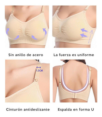 4 Sostenes Maternal Lactancia Elasticado Sin Barilla Norplat 2 Negro Y 2 Piel Liso Xl