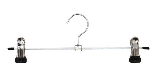 Pack 10 Colgadores Ganchos Metalicos Con Pinza Para Pantalon Plateado