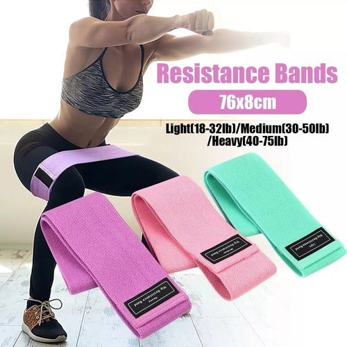 3 Bandas Elásticas Tela Loop Profesional Antideslizante