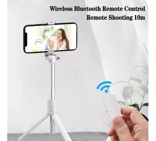 Palo Selfie Stick Trípode Baston Extensible Bluetooth TriPod Blanco