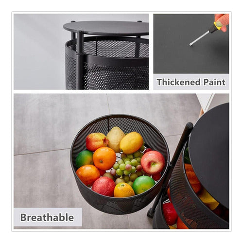 Estante Giratorio Organizador Frutero Metal 3 Pisos Norplat  Negro