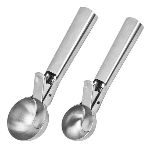 2 Cuchara Para Helado Profesional Artesanal Servir - Norplat Plateado