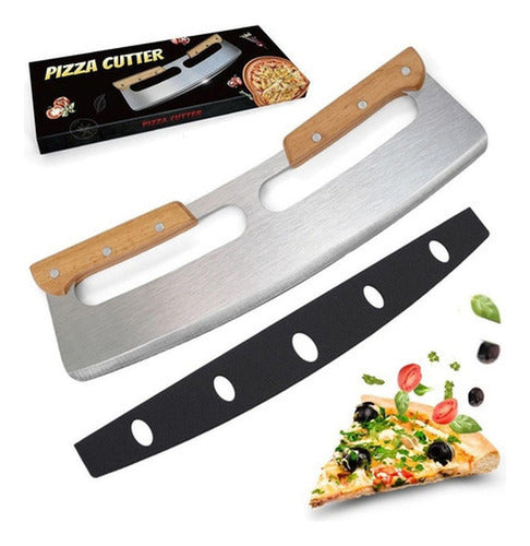 Cortador Pizza Profesional Doble Mango 35 Cm Premium Norplat Plateado