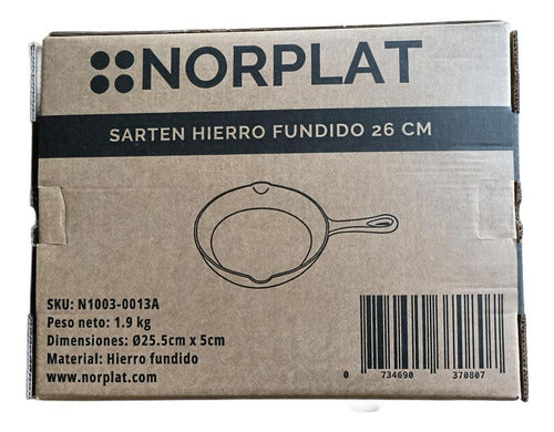 Sarten Hierro Fundido 25.5 Cm Fierro - Norplat Negro