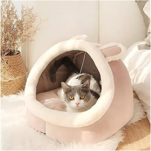 Casa Cama Plush Iglú Nido Mascota Perro Gatos - Wuf Rosa Claro 02