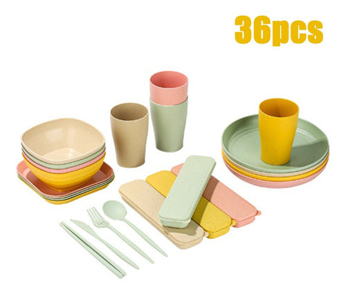 Juego Vajilla 36 Platos Plásticos Reutilizable Color Norplat