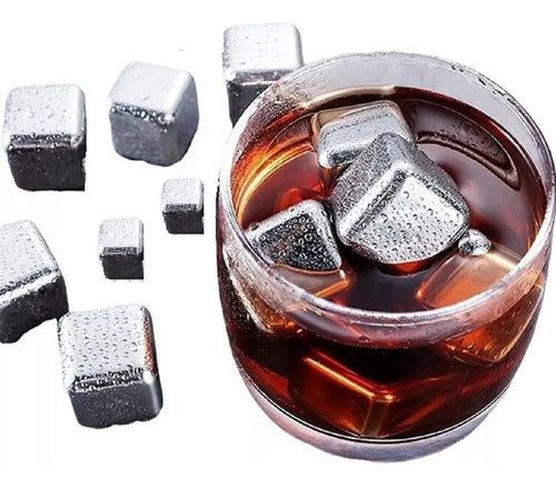 Set 4 Cubos De Acero Inoxidable Para Enfriar Bebidas Plateado