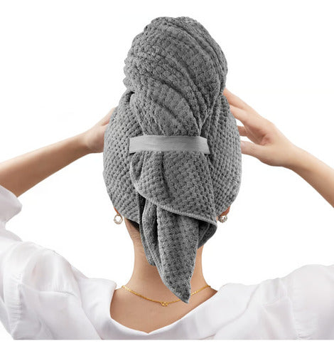 Toalla Turbante Para El Cabello Pelo De Microfibra - Norplat Gris Lisa