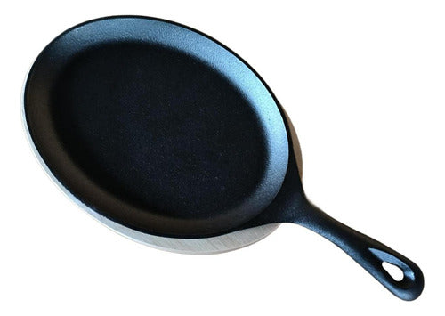 Sarten Hierro Fundido 24.5 Cm Con Base Madera - Norplat Negro