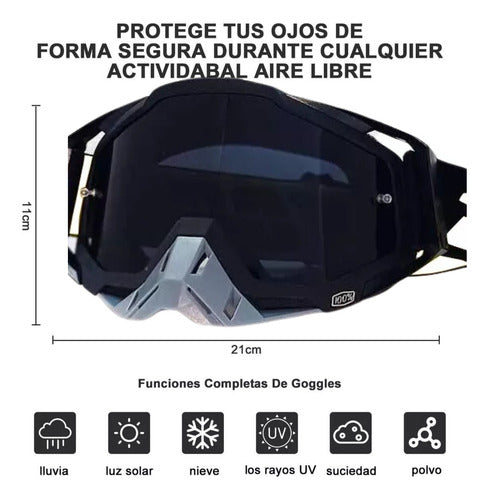 Antiparras Gafas Uv Motocross Scooter Moto Snowboard Norplat Negro Negro Adulto