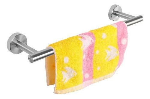Set Baño Toalleros Porta Confort Acero Inoxidable - Norplat Plateado