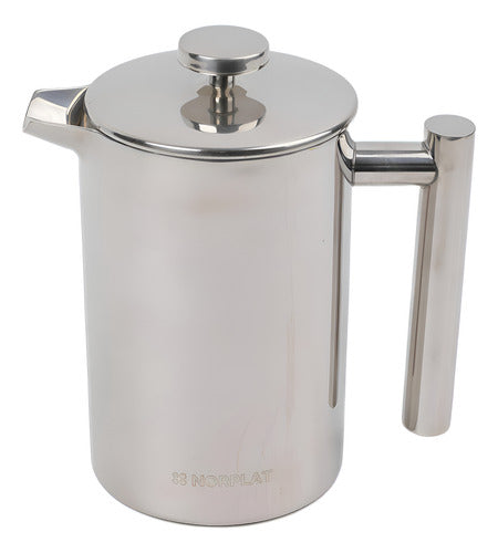Cafetera Manual Prensa Francesa Acero Cafe 800ml - Norplat Plateado