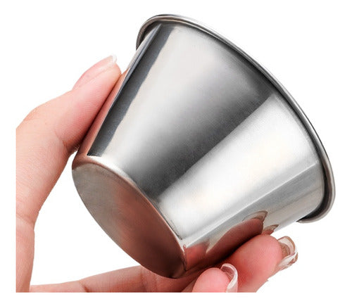12 Pocillos Salsero Dips Acero Inoxidable 70ml - Norplat Plateado