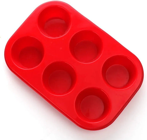 Molde De Silicona Para 6 Muffin O Cupcakes - Cukin Rojo