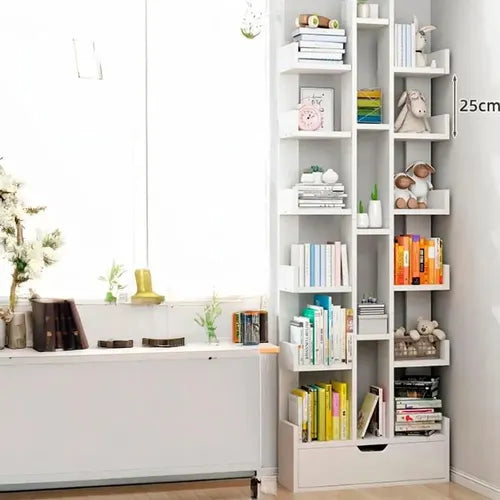 Estante Librero Norplat Madera - Estantería Niveles Y Cajón Blanco