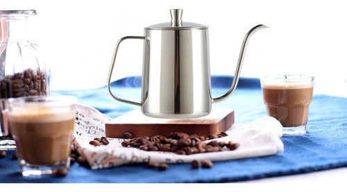 Tetera Cuello Cisne Negra 350 Ml Café Te De Acero Inoxidable Plateado