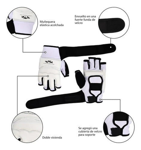 Guantes Y Empeineras De Entrenamiento De Taekwondo - Norplat Xl Blanco