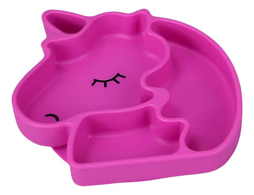 Plato Guagua Unicornio De Silicona Antideslizante Irrompible Rosa Unicornio